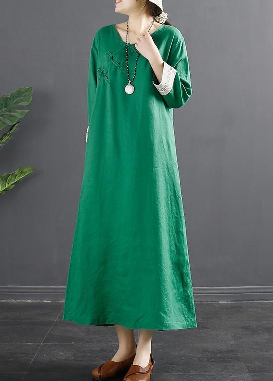 DIY Vintage Spring Tunic Shape Green A Line Dresses - Omychic