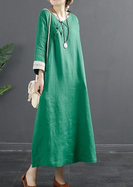 DIY Vintage Spring Tunic Shape Green A Line Dresses - Omychic