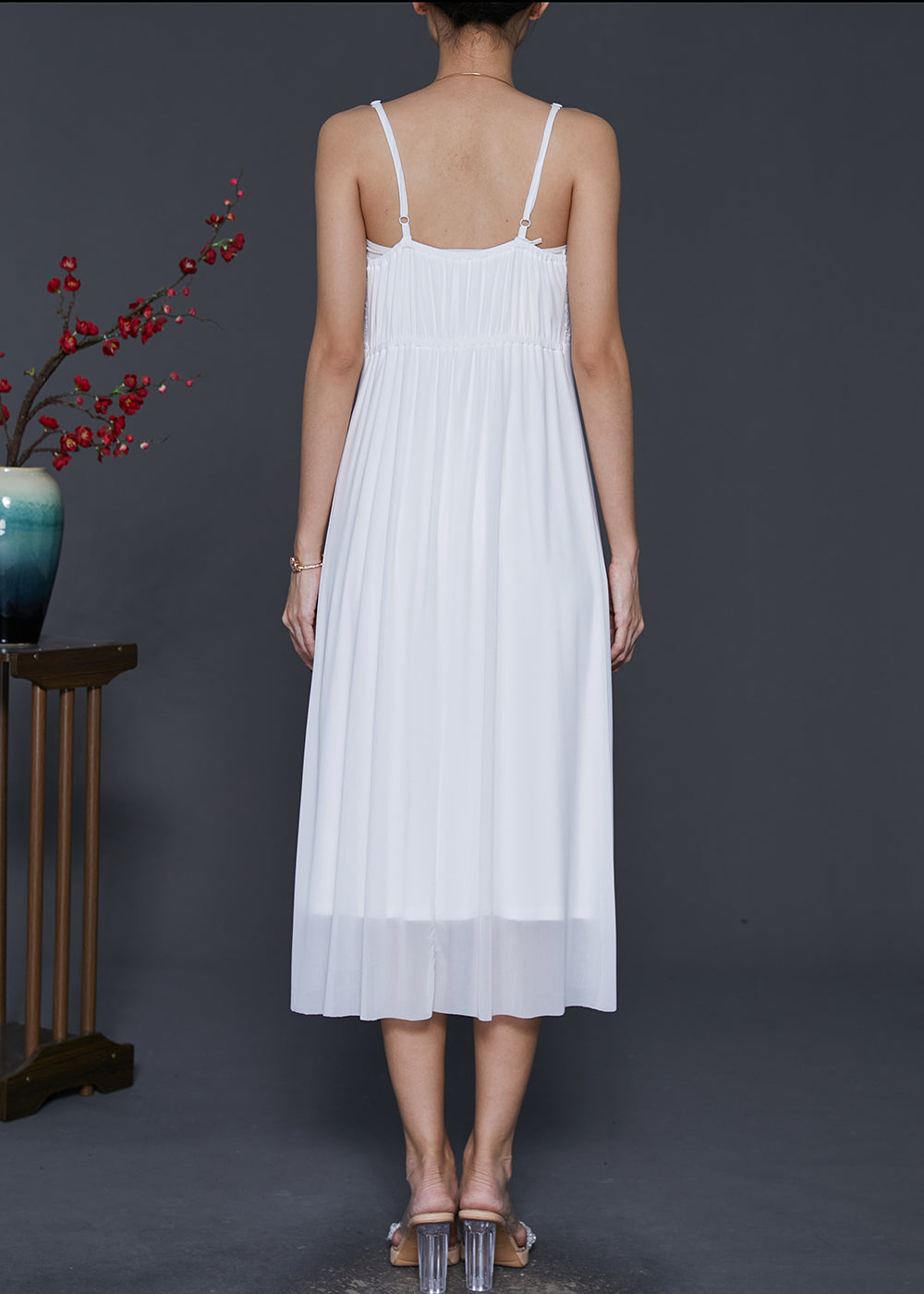 DIY White Bustier Top Chiffon Spaghetti Strap Dress Summer