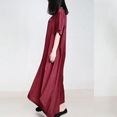 DIY burgundy clothes For Women v neck pockets Vestidos De Lino summer Dresses - Omychic