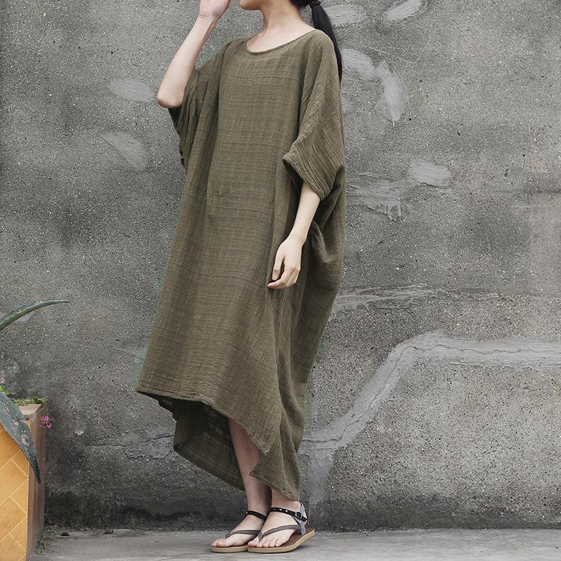 DIY cotton clothes For Women plus size Women Solid Summer Jacquard Loose Maxi Dress - Omychic