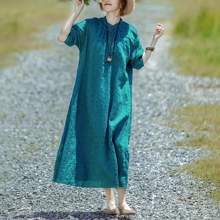 DIY cotton linen Wardrobes Metropolitan Museum Jacquard Solid Color Elegant Loose Dress - Omychic