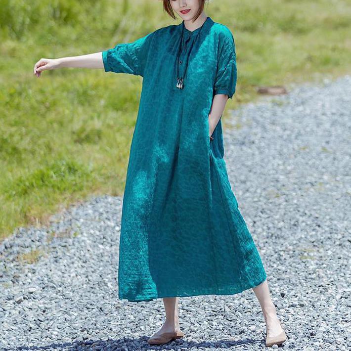 DIY cotton linen Wardrobes Metropolitan Museum Jacquard Solid Color Elegant Loose Dress - Omychic