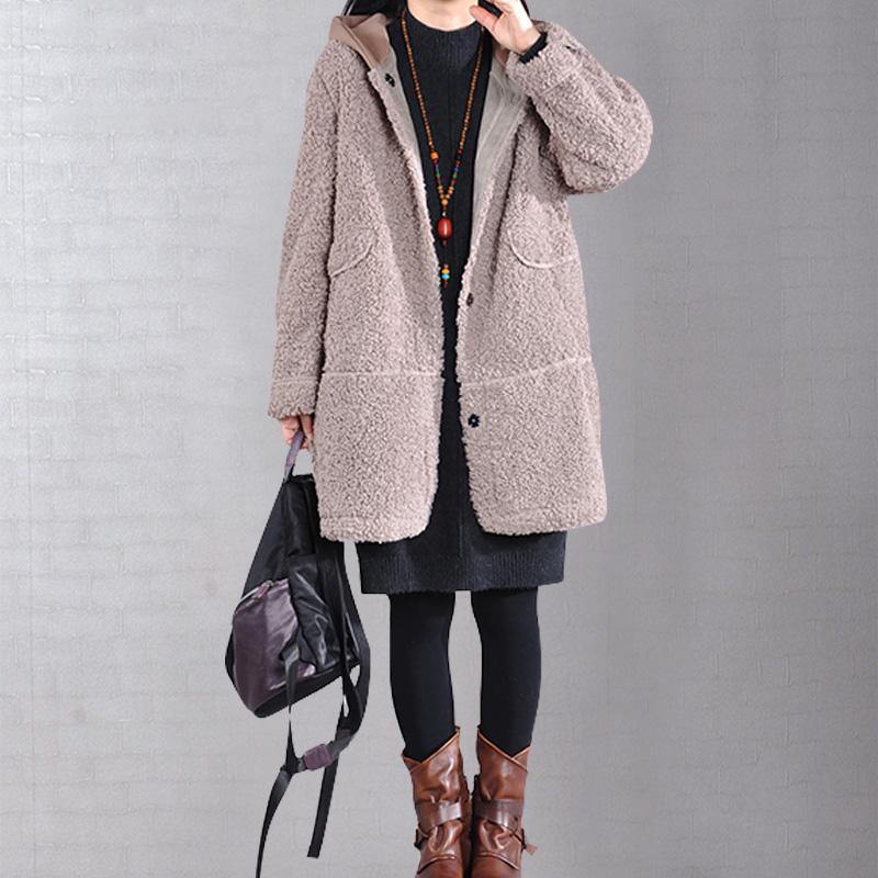 DIY hooded top quality winter trench coat khaki tunic outwears - Omychic