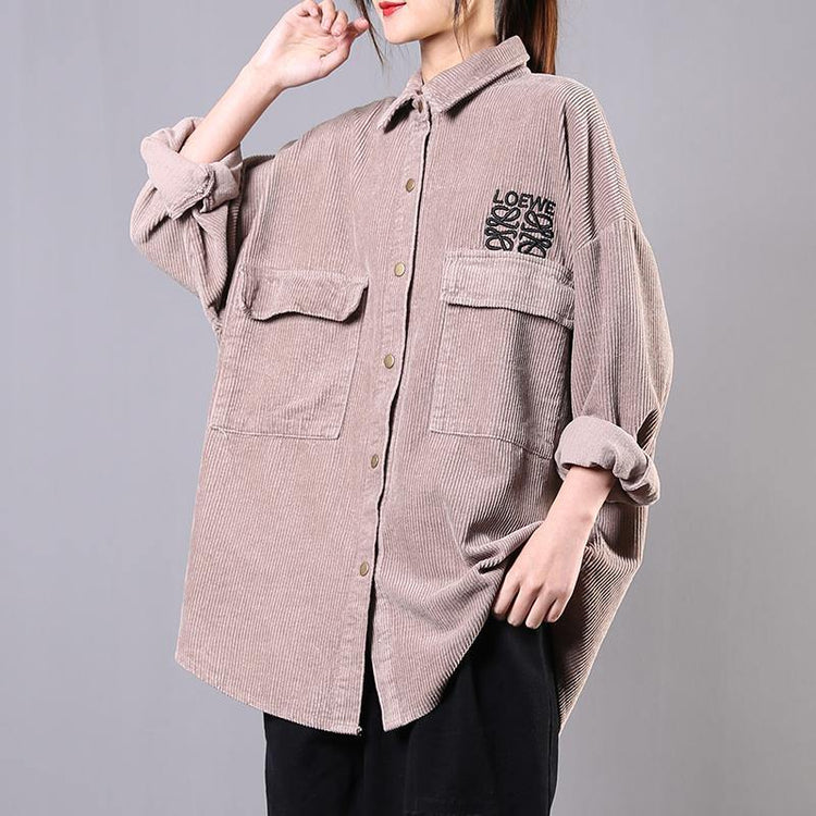 DIY lapel pockets clothes For Women Photography khaki blouse - Omychic