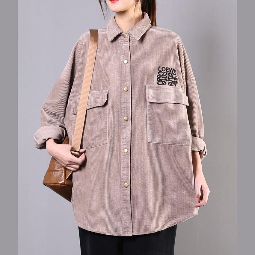 DIY lapel pockets clothes For Women Photography khaki blouse - Omychic