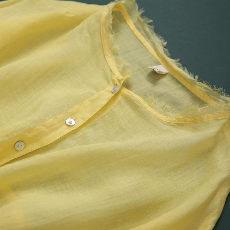 DIY linen cotton tunic top Pakistani Ruffle Collar Spliced Batwing Sleeve Blouse - Omychic
