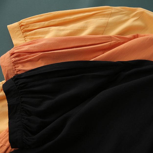 DIY orange dresses v neck wrinkled robes Dresses - Omychic