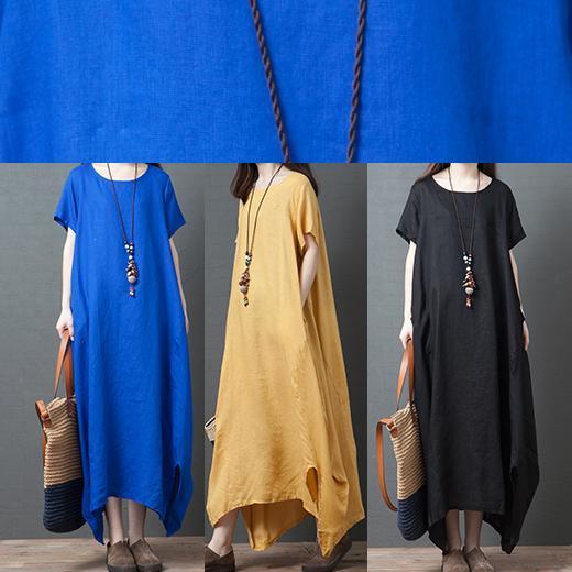 DIY short sleeve cotton clothes For Women Runway black Kaftan Dress summer - Omychic