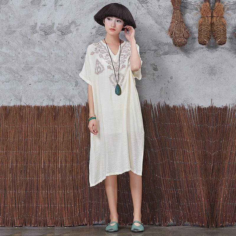 DIY side open linen outfit Outfits beige Dresses summer - Omychic