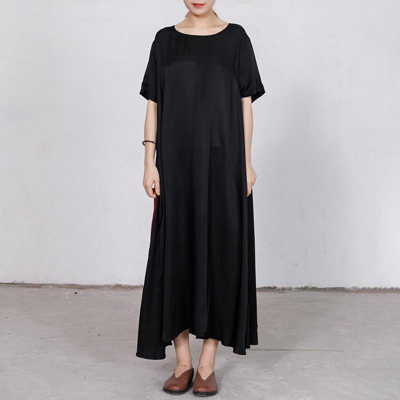 DIY tunic pattern Fashion Side Spliced Loose Casual Elegant Black Dress - Omychic