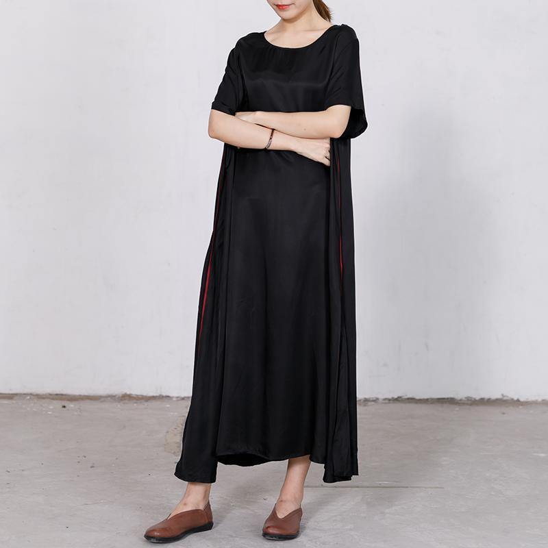DIY tunic pattern Fashion Side Spliced Loose Casual Elegant Black Dress - Omychic