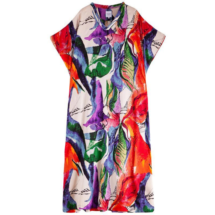 DIY v neck baggy dress floral long Dresses - Omychic