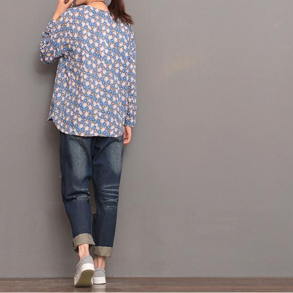 Daisy embroideried cotton top plus size women blouse shirt - Omychic