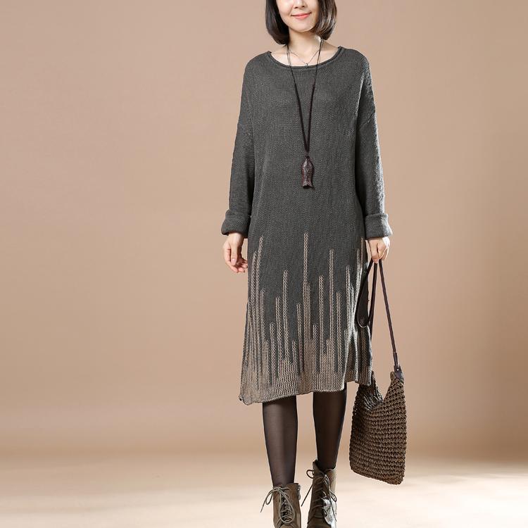 Dark gray knit sweaters oversize knitwear meteorites - Omychic