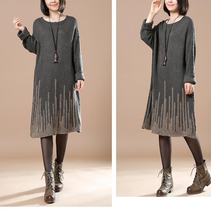 Dark gray knit sweaters oversize knitwear meteorites - Omychic