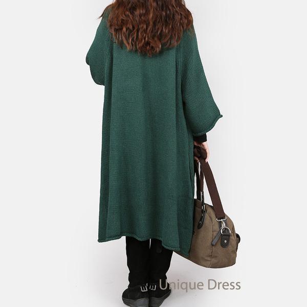 Dark green women knit cardigan coat - Omychic