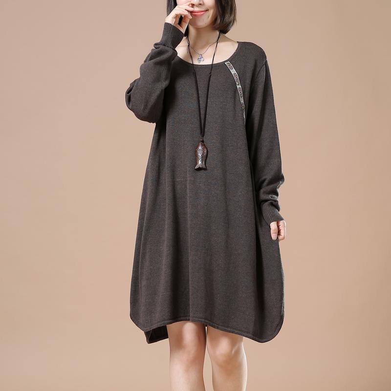 Deep gray plus size woman sweater baggy cute style - Omychic