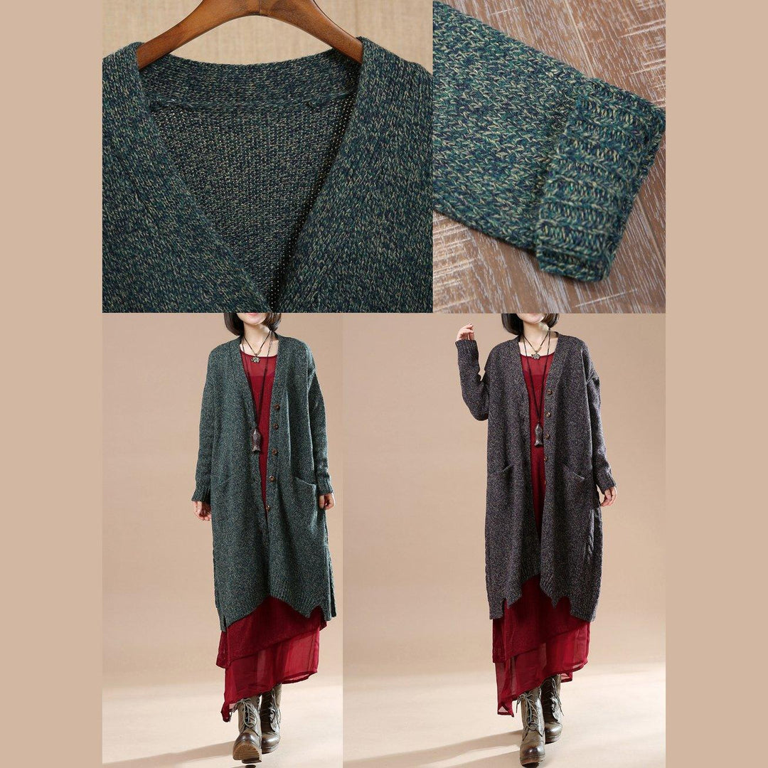 Deep green oversize knit cardigans woman plus size knitwear - Omychic