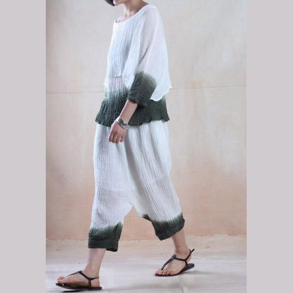 Deep in the clouds - pleated linen women top and pants set minimalist clothing - Omychic