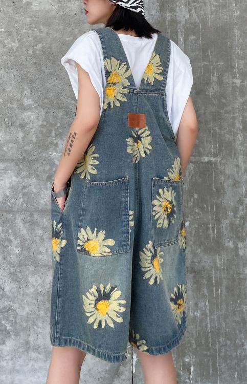 Denim Back Pants Summer Thin Print Straight Tube Shorts - Omychic