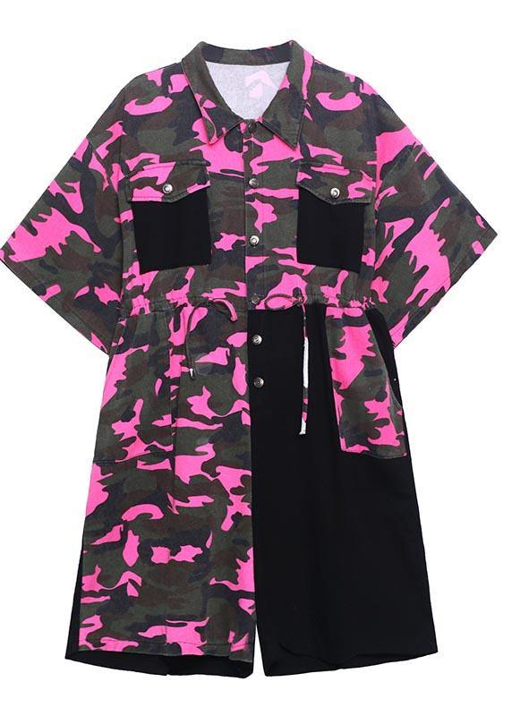 Denim Jumpsuit Women Summer Short Sleeve Tooling Single Breasted Casual Pants - Omychic