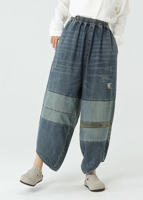 Summer Color Contrast Comfy Lantern Denim Pants