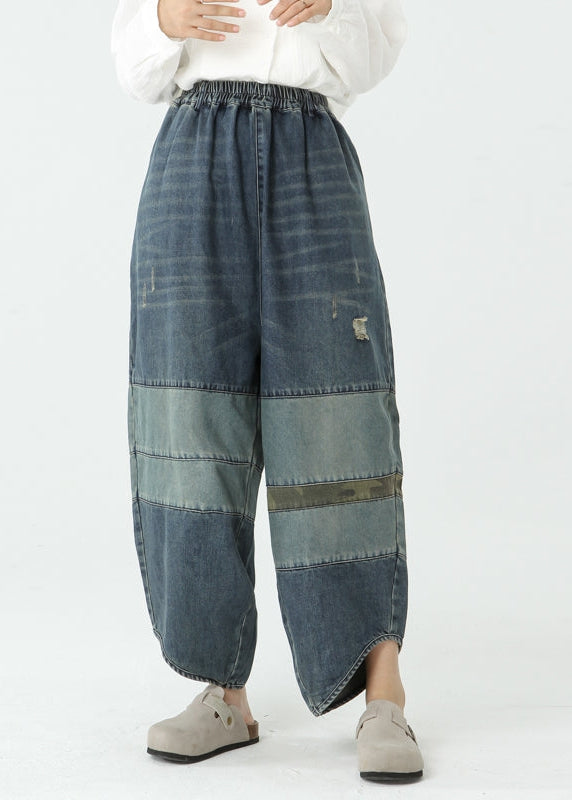 Summer Color Contrast Comfy Lantern Denim Pants