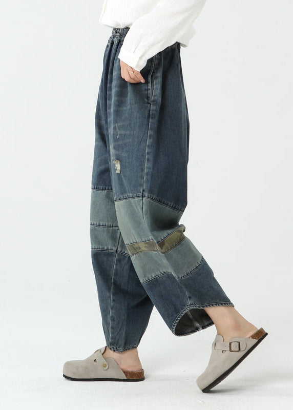 Summer Color Contrast Comfy Lantern Denim Pants