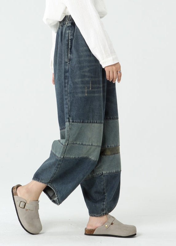 Summer Color Contrast Comfy Lantern Denim Pants