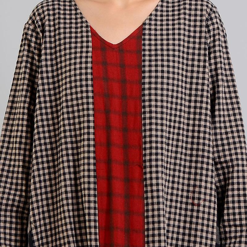 2021 Plaid Retro Cotton Linen Dress ( Limited Stock) - Omychic