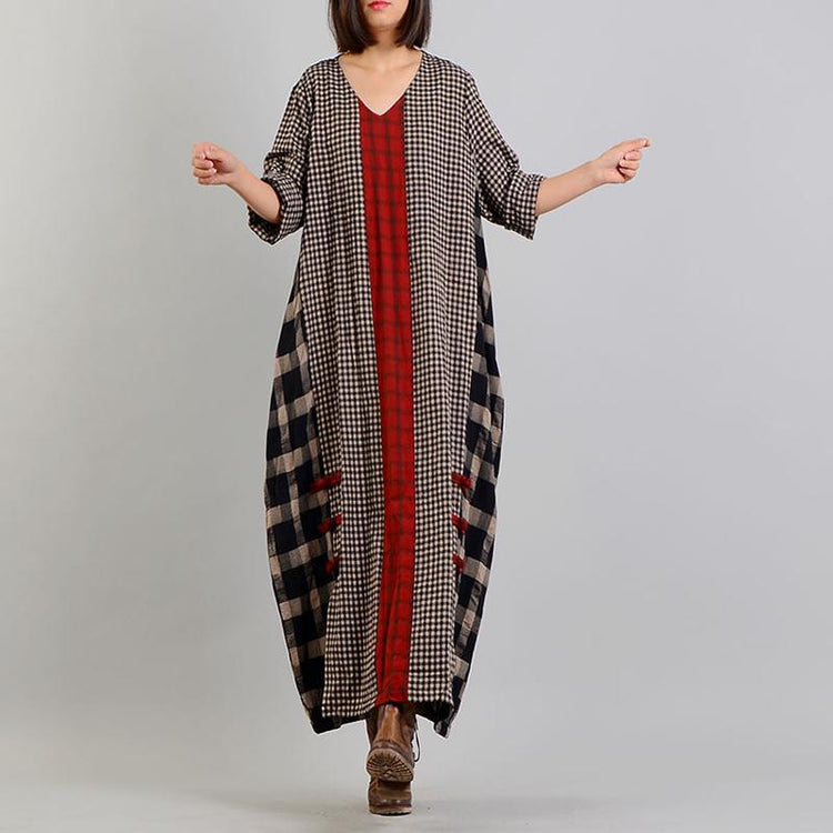 2021 Plaid Retro Cotton Linen Dress ( Limited Stock) - Omychic