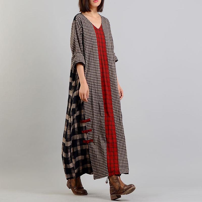 2021 Plaid Retro Cotton Linen Dress ( Limited Stock) - Omychic