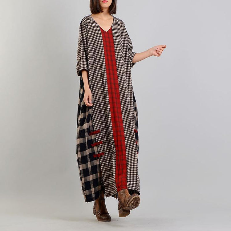 2021 Plaid Retro Cotton Linen Dress ( Limited Stock) - Omychic