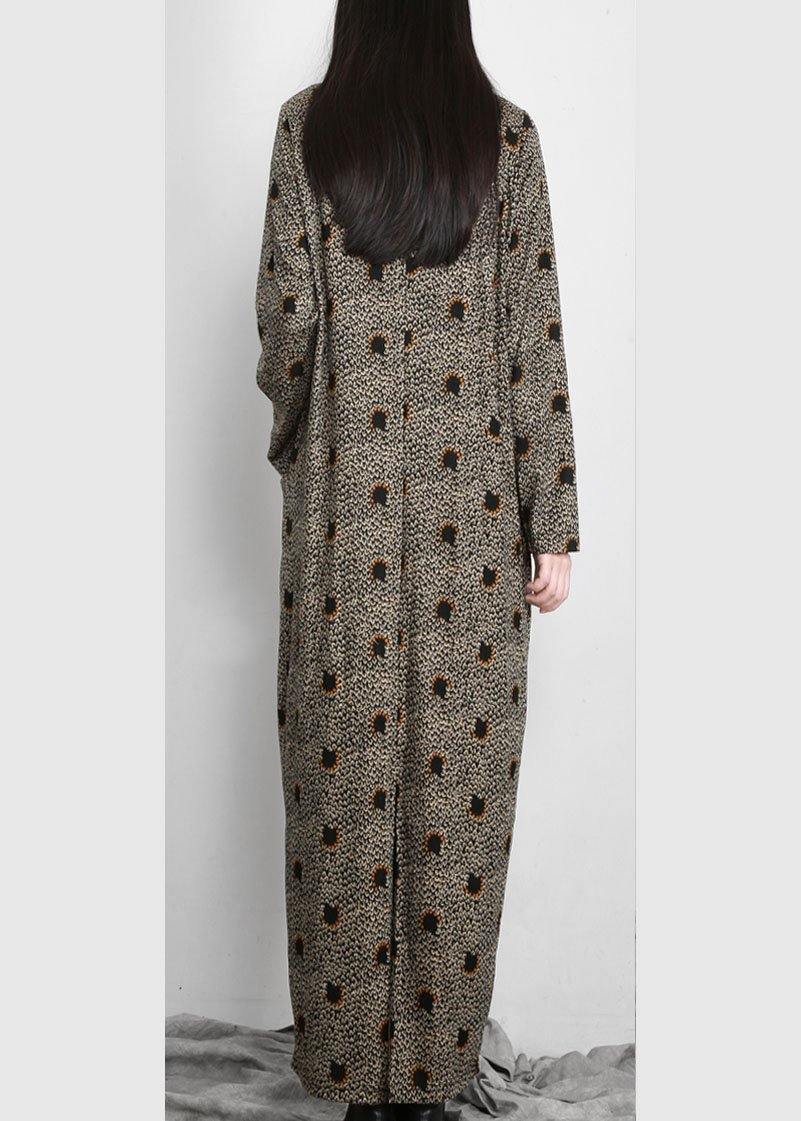 Diy Black Jacquard Pockets Long Sleeve Fall Maxi Dress - Omychic