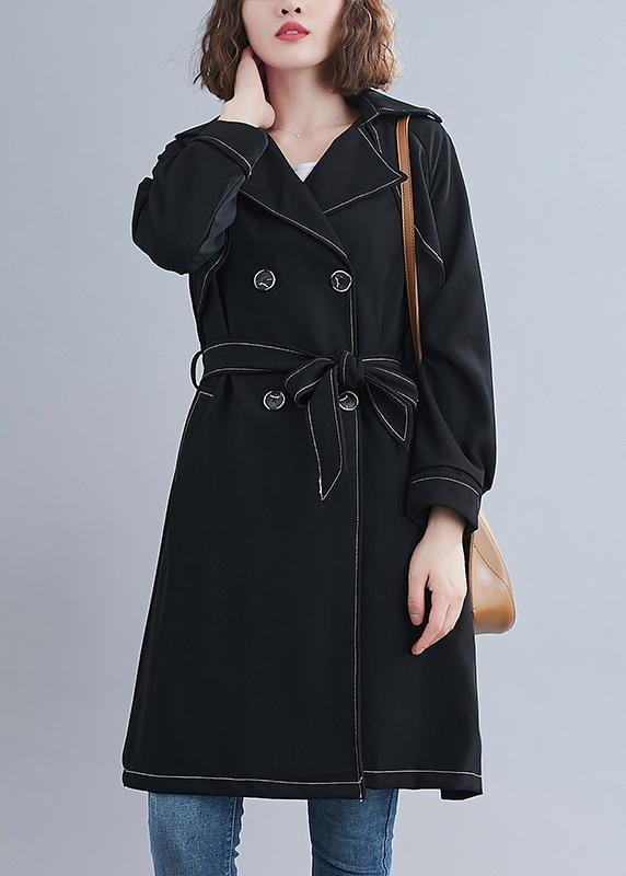 Diy Black Top Quality Crane Coats Pattern Collar Sashes Spring Outwea - Omychic