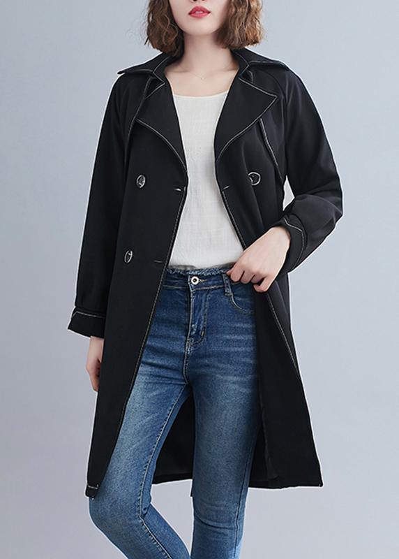 Diy Black Top Quality Crane Coats Pattern Collar Sashes Spring Outwea - Omychic