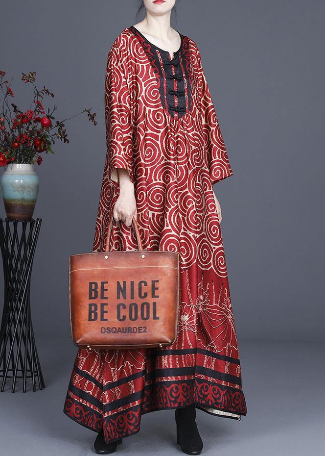 Diy Red Print Oriental asymmetrical design Dresses Summer Spring - Omychic