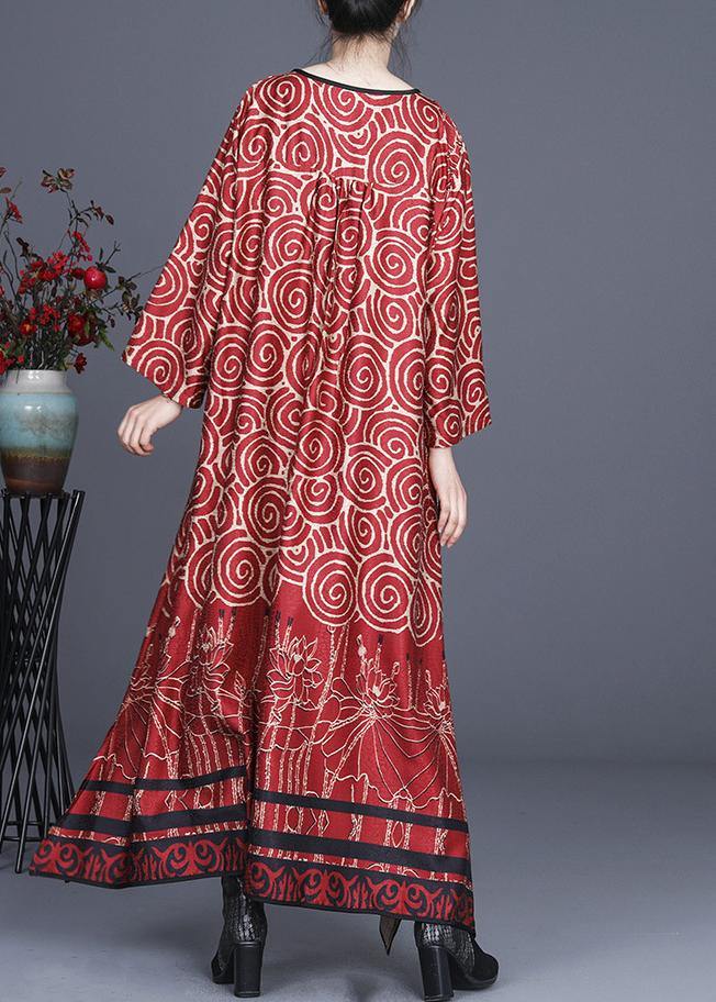 Diy Red Print Oriental asymmetrical design Dresses Summer Spring - Omychic