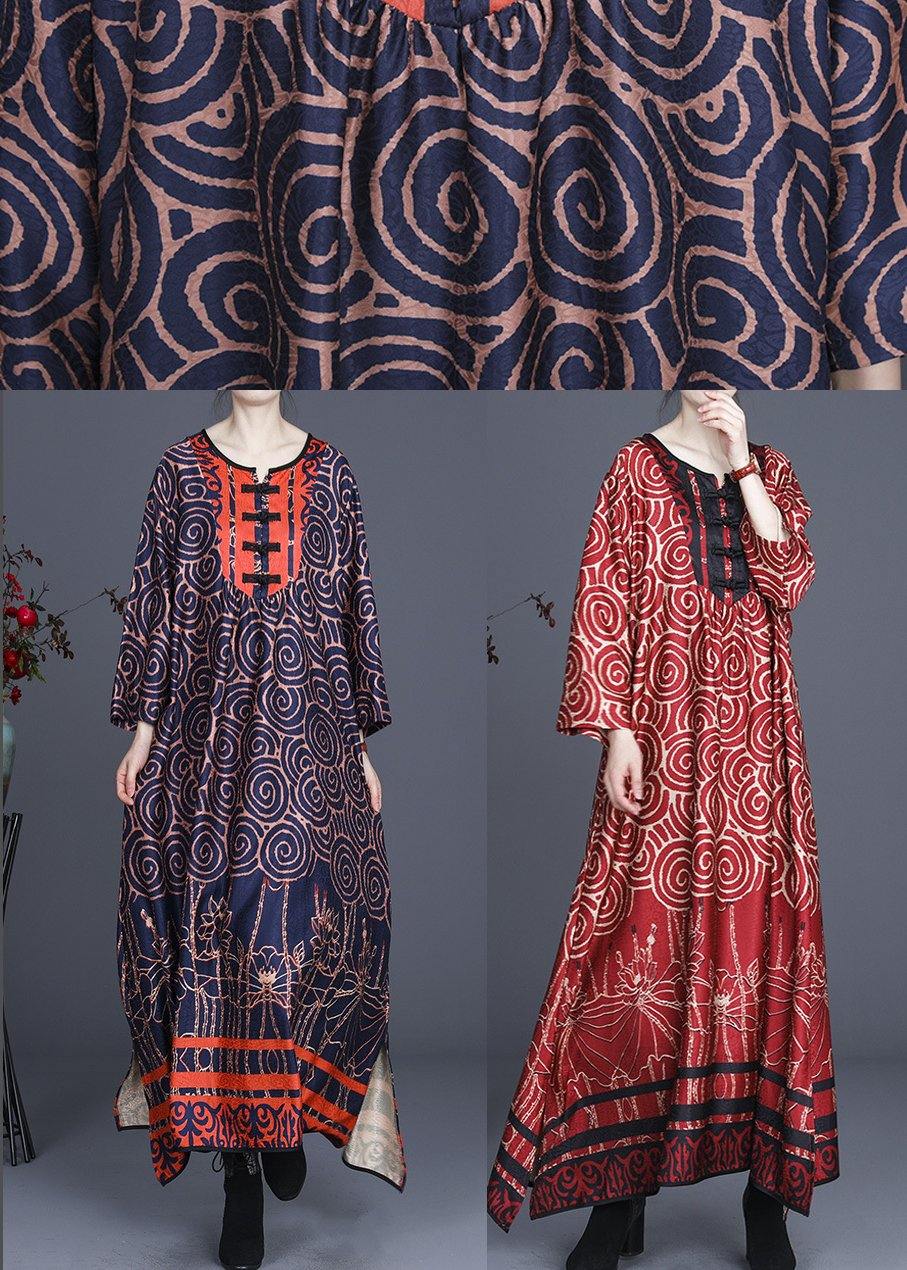 Diy Red Print Oriental asymmetrical design Dresses Summer Spring - Omychic