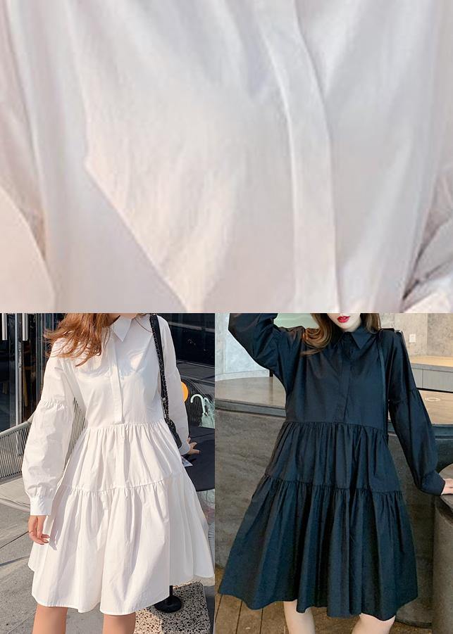 Diy White Asymmetrical Design Peter Pan Collar  Mid Dress Spring - Omychic