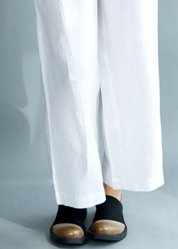 Diy White Loose Wide Leg Fall Asymmetrical Design Pants - Omychic