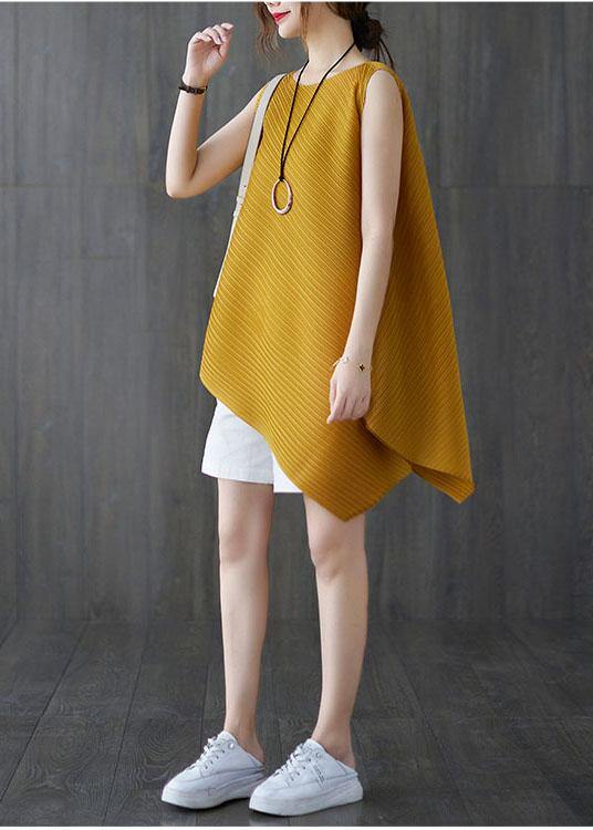 Diy Yellow asymmetrical design Blouses Summer - Omychic
