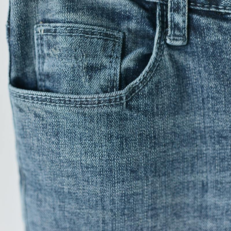 Dull Blue Denim pants casual crop pants jeans - Omychic