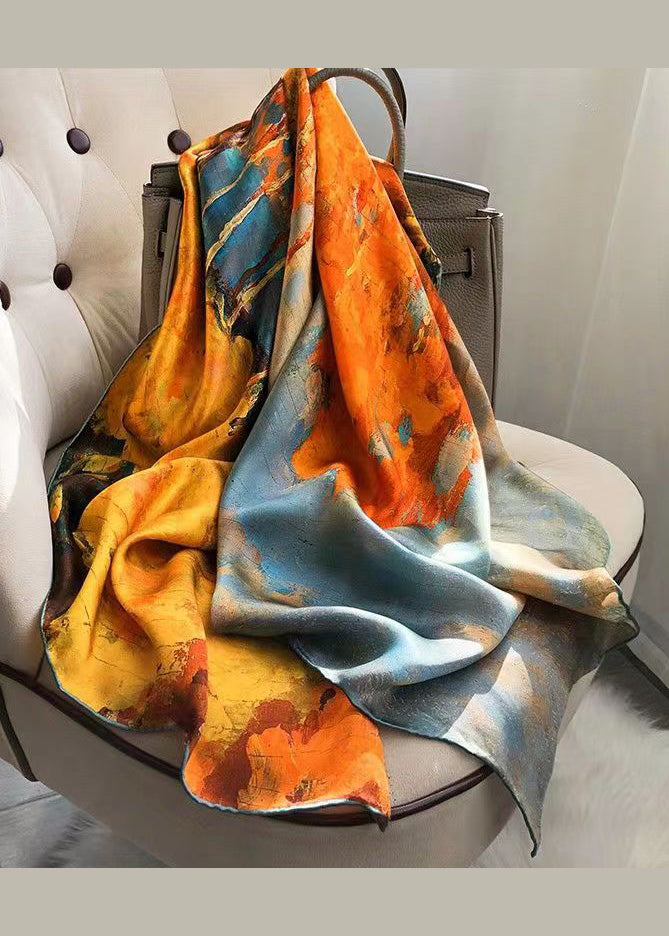 Elegant And Versatile Oil Painting Print Silk Scarf