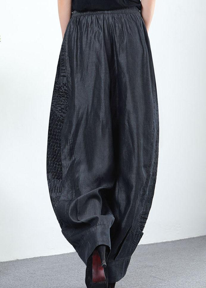 Elegant Black Grey Pockets Patchwork Straight Spring Pants - Omychic