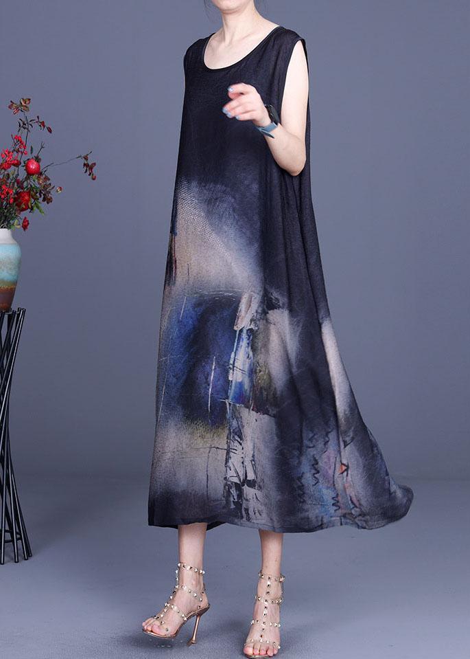 Elegant Black Print Silk Cardigans Braces Skirt Two Pieces Set - Omychic