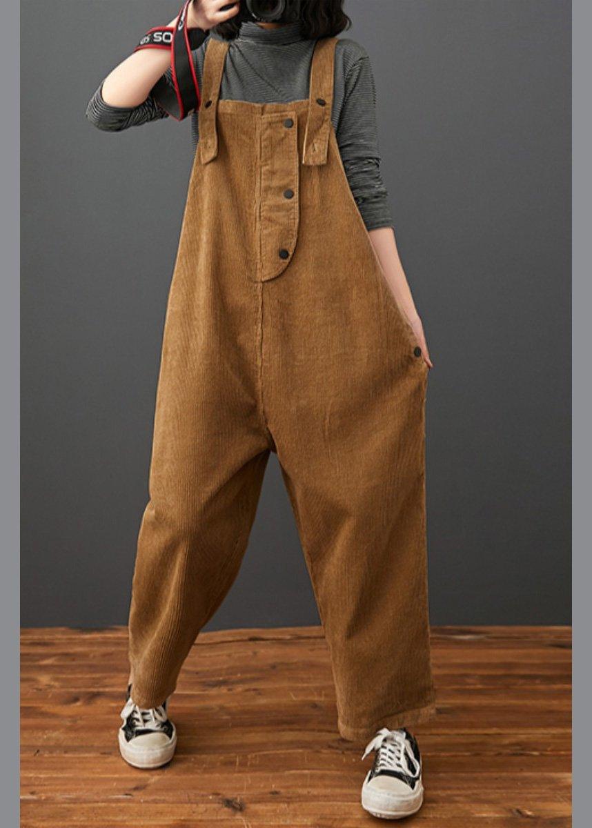 Elegant Brown Pant Plus Size Clothing Spring Jumpsuit Pants - Omychic