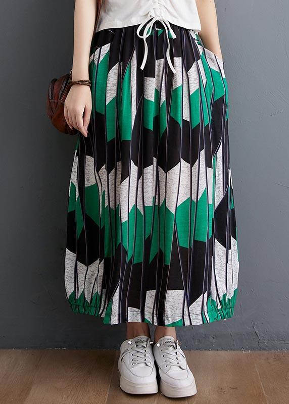 Elegant Green Geometric lantern Skirt Summer - Omychic
