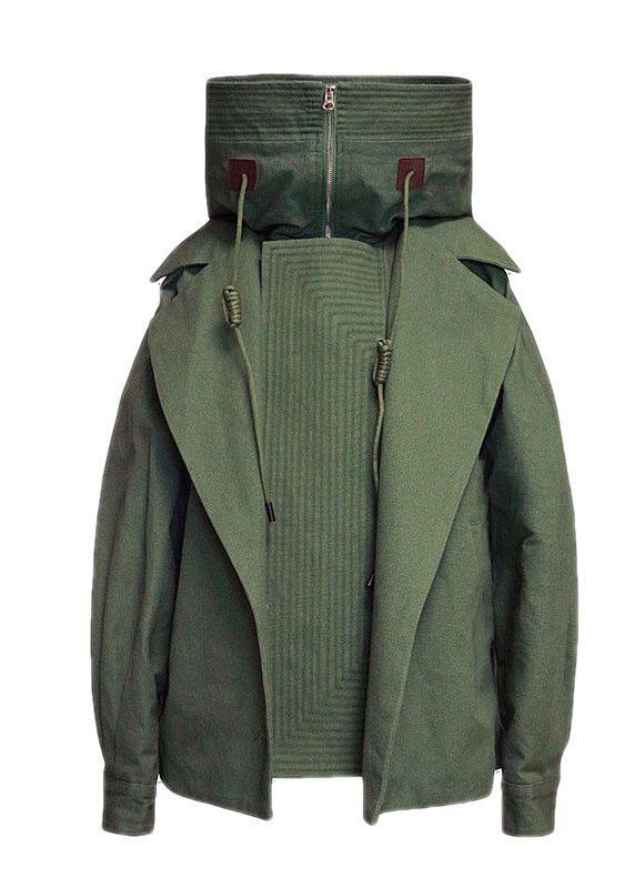 Elegant Green Loose zippered Pockets Casual Fall Coat - Omychic